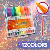 12/24 Colors Glitter Paint Metallic Marker Pens 0.7mm 2.0mm Fine Tip for DIY Card Poster Album Greeting Card Loose Packaging