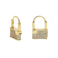 Promotion Micro Pave White rainbow Cubic Zirconia Lovely Lock Earring for Women