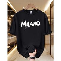 European sizes New Men'S 'Milano' Brush Letter T-Shirt, Featuring a Minimalist Street Style And Urban Fashion Symbols, Comfortable And Breathable S juoda