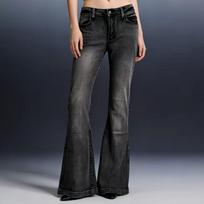 Women's Mid- Stretch Jeans Fashion Straight Leg Denim Pants With Pockets L juoda