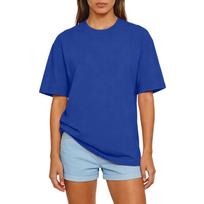 Unisex  Color Casual Fashion Top Short Sleeved T-shirt L mėlyna