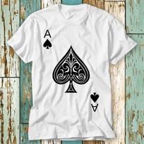 Ace of Spades Poker Lucky Playing Card Casino T-Shirt Top Design Unisex Ladies Mens Tee Retro Fashion Vintage Shirt S861 2XL gray