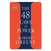 Robert Greenes  Laws of Power x Metal Wall Art  Bold Typography OrangeBlue Design Durable Outdoor Decor 20x30cm（7.8x11.8inch）