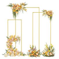 Gold Wedding Arch Backdrop Stand Square Stand, Set of 3, 6.6FT + 5.9FT +4.9FT, Metal Balloon and Flower Frame for Birthday Party, Baby Shower, auksinė