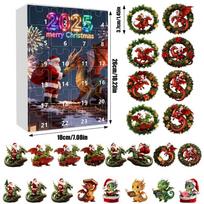 Christmas Countdown Advent Calendar With Santa Claus Dragon Acrylic Ornaments For Holiday Decor Style A