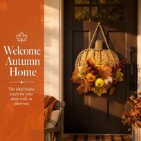 Artificial Pumpkin Door Hanger Woven Fall Decoration for Home Front Door One Size