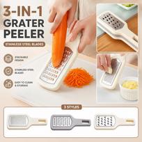 Stainless Grater with Peeler, -Saving Overlapping Design for Kitchen one size