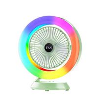 JIEBO S27 USB Desktop Fan with Colorful LED Lights, Quiet Portable Small Fan for Office/Home žalia