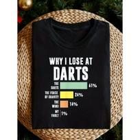Men's Funny Why I Lose At Darts T-Shirt - Heavyweight Retro Tee with Dart Blame Chart & Excuse Quotes - Loose Fit Blame Wheel Chart for Dart Players S juoda