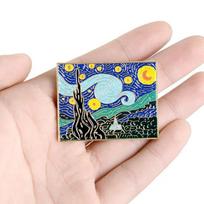Vincentas Van Goghas Įžymūs meno paveikslai Smeigtukai Naktinis žvaigždėtas dangus Emaline Naktinė kuprinė menininkui Minia Meninė sagė Papuošalai