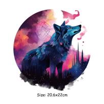 Night Wolf Clothing Badges Patches Print On T-Shirt Jeans Diy Vinyl Hoodies Tops Washable Thermal Press Stickers