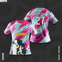 Design JERSEY NETBALL AURORA ultra-fine fiber team uniform sports short sleeves/customize your jersey XXS pink