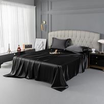 Luxury Natural Mulberry Silk Double Bed Sheet Set Stain High-End King Size Bedsheet Sets Home Solid Color Soft Smooth Bed Cover 170x230cm 3 pcs set&set