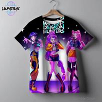 Casual Fashion Kpop Demon Hunters Kids 3D Cartton Short Sleeve Summer Boys Girls T-Shirt Anime Clothes 170