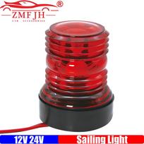 ZMFJH 12V/24V Green,Red,White LED Navigation Signal Light Warning Lamp Sea Sailing Lights for Marine Boat Yacht Accessories raudona
