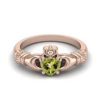 Irish Claddagh 5mm Heart Peridot 925 Sterling Silver Rose Vermeil Solitaire Women Wedding Ring 5