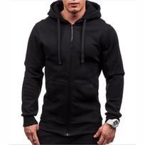Men's Spring Casual Fashion Solid Color Sweater Men's Long-sleeved Sports Hooded Top Zipper Cardigan Sweater M juoda
