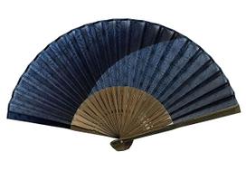 Sulankstomas ventiliatorius su kanapių lapų medvilne, vieno kanapių lapo dizainas [Hana Kanzashi], vyriškas raštas, 22 cm, audinys, ventiliatorius, didelis, mėlynas, (Tamsiai mėlyna, 3008) tamsiai mėlyna