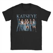 KATSEYE K-pop Girl Group Denim Style Cartoon Group Print T-Shirt | Unisex Cotton Casual Short Sleeve Streetwear Top 4XL