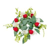 Floral Candle Ring Wreath Accessories Tea Light Holder Lightweight Ornament for Bedroom Farmhouse Wedding Kitchen Layout Props raudona