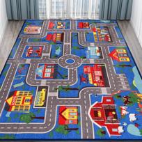 Boy and Girl Game Carpet Blue Pink Green Soft Climbing Mat Urban Road Rail Transit Carpet Office Children's Room Decoration 40x60cm