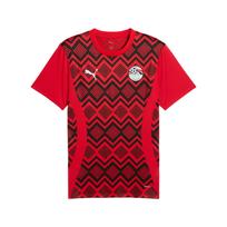Puma X Egiptas Bendradarbiavimo Madingi Patogūs Slim Fit Trumpomis Rankovėmis Futbolo Marškinėliai Vyriški Viršutiniai Drabužiai Raudoni Juodi 777141-01 XL