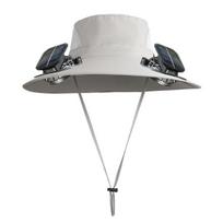 2Pcs Summer Hat with Dual Solar Fans USB Charging Wide Brim Outdoor Fishing Hat Breathable Cooling Sun Protection Hat B