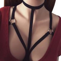 Adjustable Strap Harness Lingerie Women Chest Body Cage Bra Elastic Band Harness with Metal Rings for Fashion Accessories L juoda