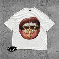 Big Lips Y2k Mouth T Shirt - Grillz White T Shirt - Unisex Y2k Shirt- Streetwear T Shirt 2XL
