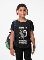 Lemur I Like to Baseball Baseball Youth Tee, M