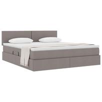 Storage Bed with Mattress Taupe 160 x 200 cm Particleboard