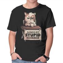 Unisex Crew Neck T-Shirt Humans Are Stupid Graphic Short Sleeve Casual Tee XS