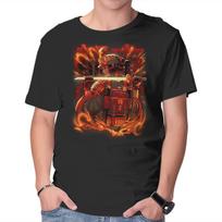 Unisex Crew Neck T-Shirt Fire Urban Samurai Graphic Short Sleeve Casual Tee M