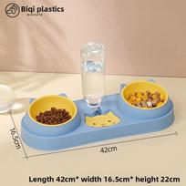 Pet Cat Feeder And Water Dispenser With Pp Material For Indoor Pets Blue