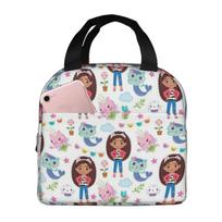 Cute Gabbys Dollhouse Cartoon Insulated Lunch Bag for Women Office Cooler Thermal Food Box Tote Portable Lunch Boxes Container One Size