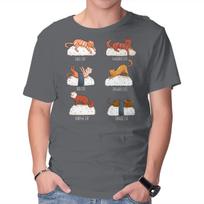 Unisex Crew Neck T-Shirt Sushi Cat Graphic Short Sleeve Casual Tee S