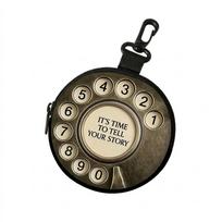 Vintage Rotary Phone Coin Purse Old Rotary Dial Print Earbud Storage Pouch  Outdoor Use kava