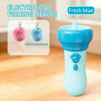 Retractable Rope Pom-Pom Ball Toy Automatic Cat Catching Device Creative Cat Teaser Wand  Exercise mėlyna