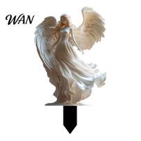 Garden Fairy With Built-in Spike Angel Stake Decor, Acrylic Sign with Stake, Flower Decoration Elegant Winged Sculpture for Indoor Outdoor Yard A