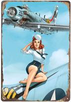 ICRAEZY air Force pin up Girl Metal Plaque  Tin Sign Home Bar Club Art Home Bar Restaurant Coffee ShopAluminum 20x30cm（7.8x11.8inch）