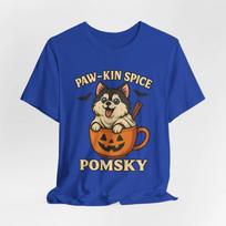 Paw-kin Spice Pomsky T-Shirt Cute Pumpkin Cup Dog Fall Halloween Tee 3XL
