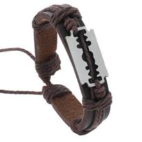 Manufacturer Handmade Shaver Razor Charm Leather Bracelet for Men Mens Leather Bracelet Adjustable&Sports Bracelets ruda
