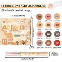 Skin Tone Acrylic Paint Markers, 12 Colors Brush Tip Acrylic Paint Pen Set for Darwing Sketch Portrait Illustration Anime Manga