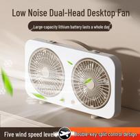 VANSKING Dual-Head Desktop Fan - USB Powered, Adjustable, Quiet, Oscillating, White balta