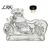 Wine Flavor Lock Bottle Motorcycle Whiskey Decanter, Borosilicate Glass with Stopper, Odor-free 380ml Creative Liquor Dispenser for Home Bar 380ML A