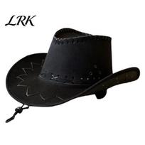 Suede Cowboy Hat Western Hat, Soft Wide Brim Sun Protection Outdoor Camping for Men Women, Sunshade Fisherman with Adjustable Windproof Rope Casual juoda