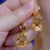 New Square Brown Crystal Zircon Double Layer Drop Earrings For Women Fashionable Daily Accessory Party Jewelry Birthday Gifts