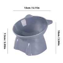 High Foot Pet Bowl Raised Tilted Cat Bowl Washable Plastic Combination Anti Tipping Drinking Water Non Slip for Cats Dogs pilka spalva