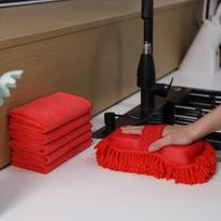 Car Cleaning Cloth5Striped Super Absorbent Microfiber+6Car Wash Sponge Gloves No Scratches Reusable Cleaning Supplies raudona