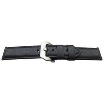 Bracelet montre - MY-MONTRE - Officine Panerai - 24mm - Cuir veau semi-brillant - Noir - Boucle inox brossé juoda